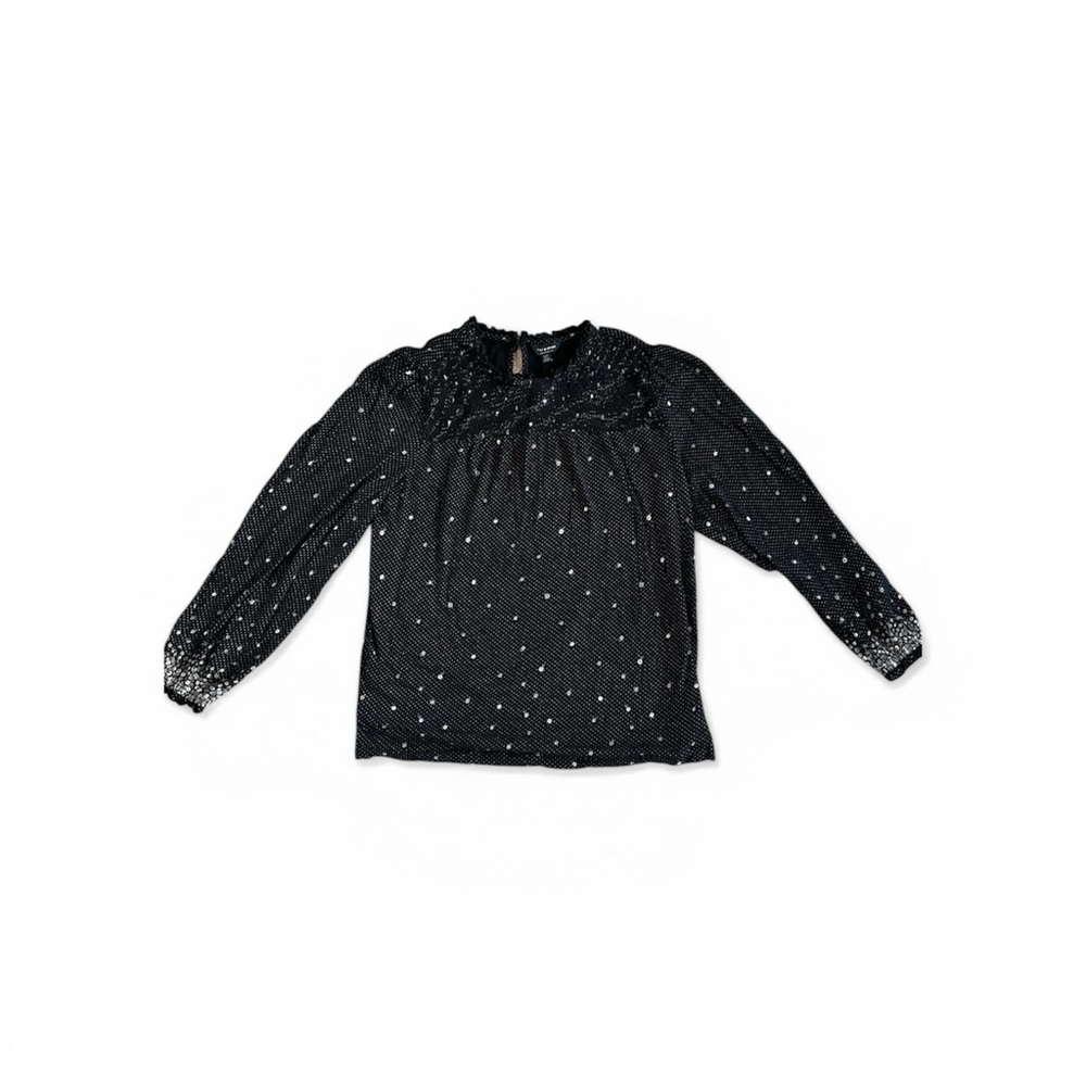 Women’s Black Polka Dot Long-Sleeve Top 100% Cotton